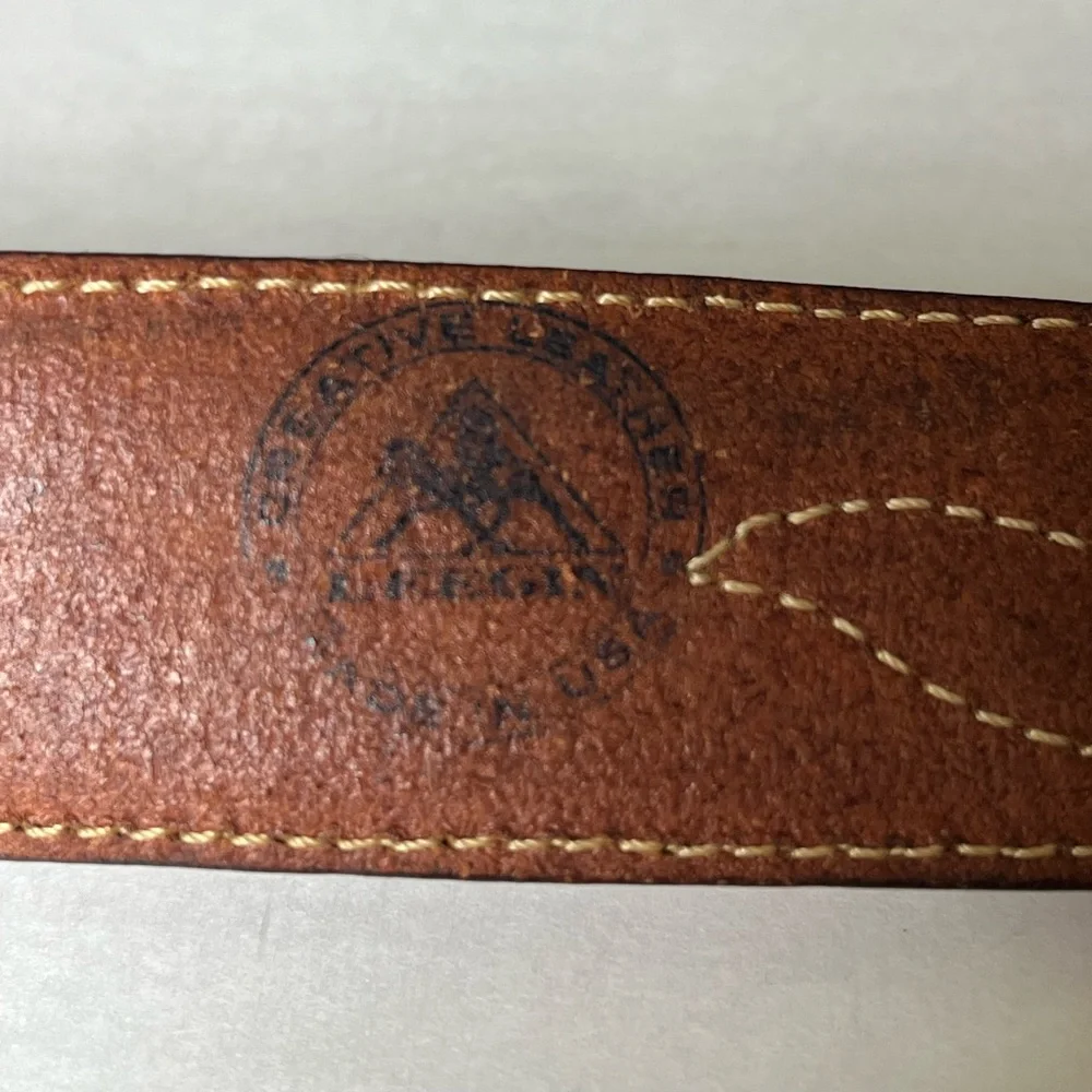 Classic Men’s Brown Leather Solid Brass Buckle Ranger Belt Style